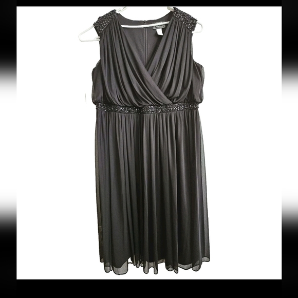 Bravissimo Leila Midi Dress Black Strappy V-Neck 16/18RSC Cotton Jersey Work Party